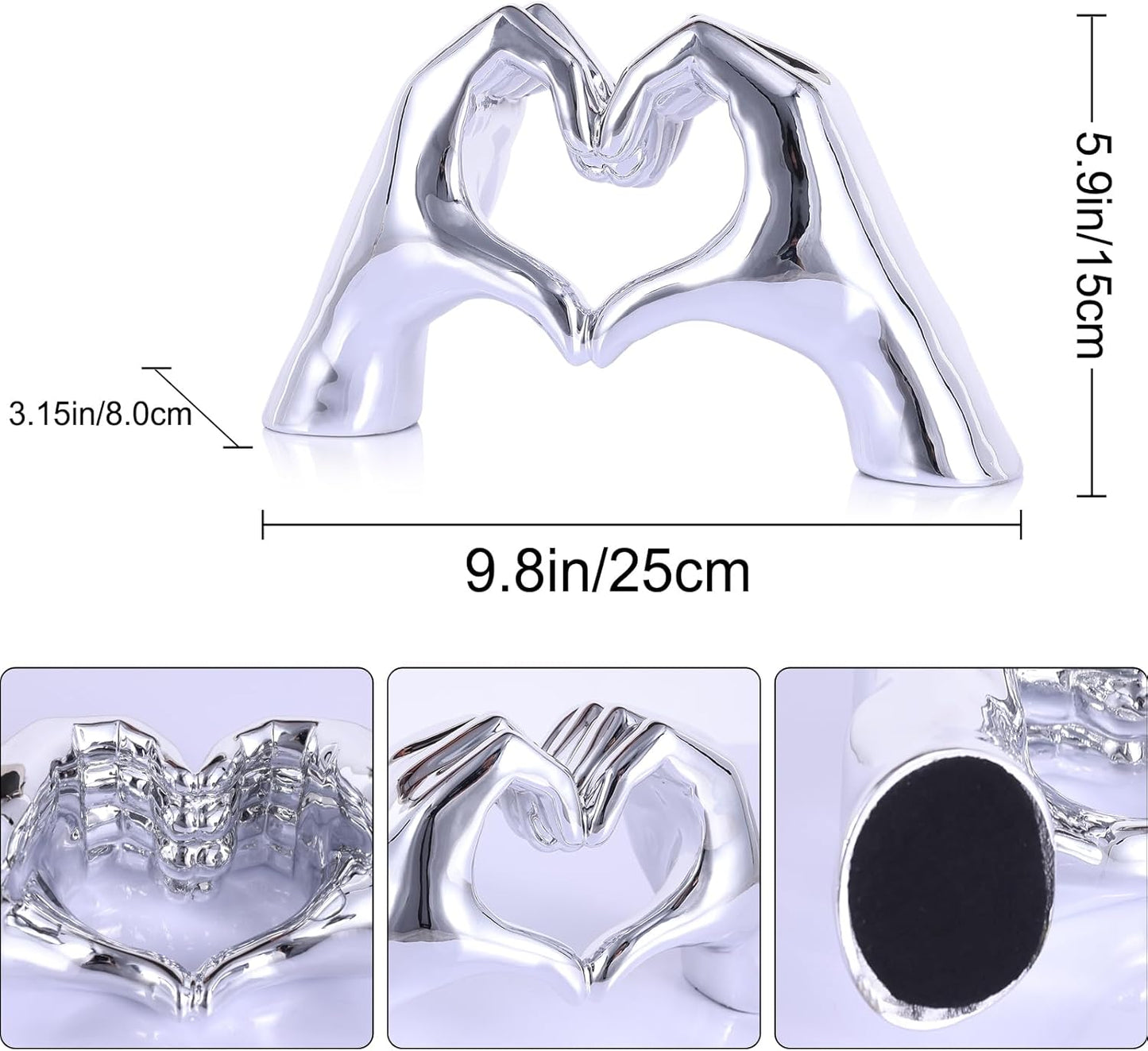 Love Centerpieces Aesthetic Statue and Sculpture Living Room Bedroom Bookshelf Coffe / Shiny Silver
