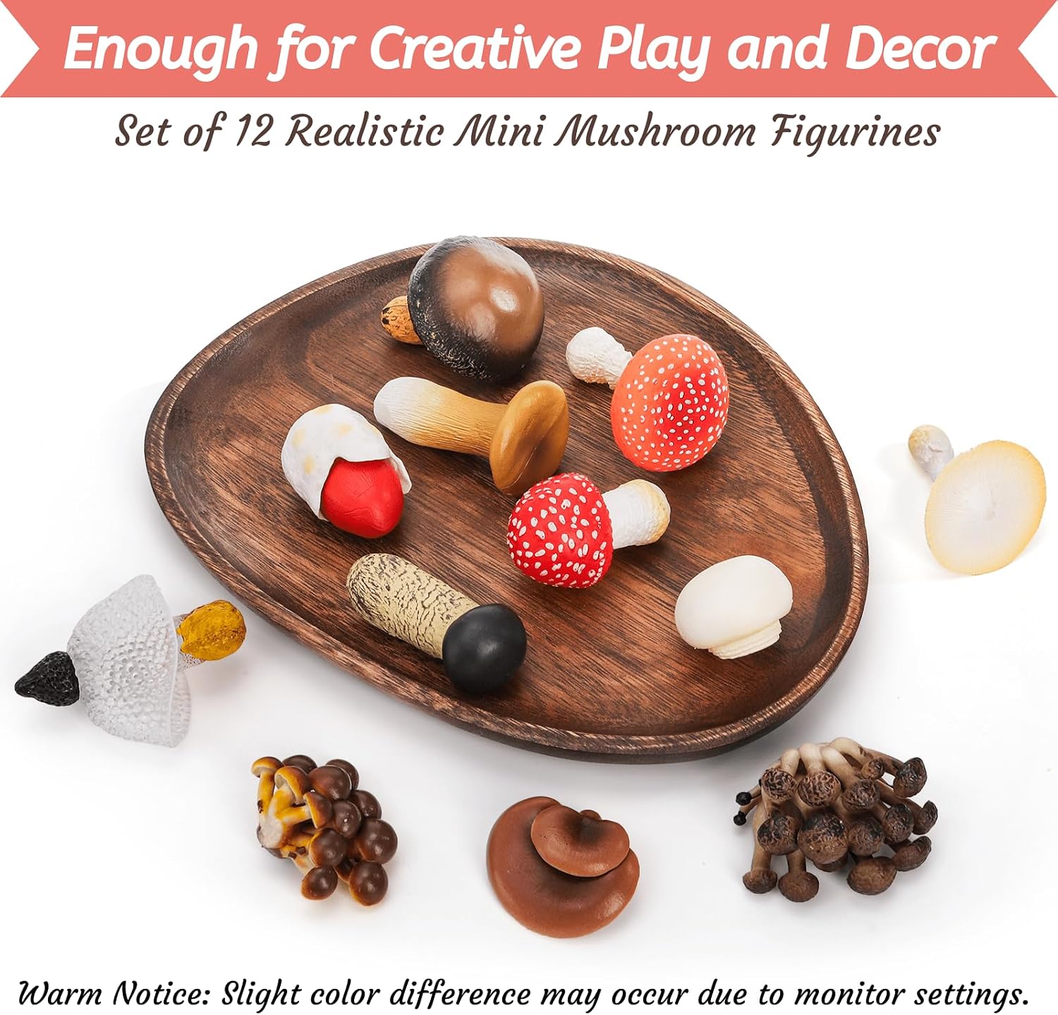 Mini Mushroom Figurines Set / Set of 12