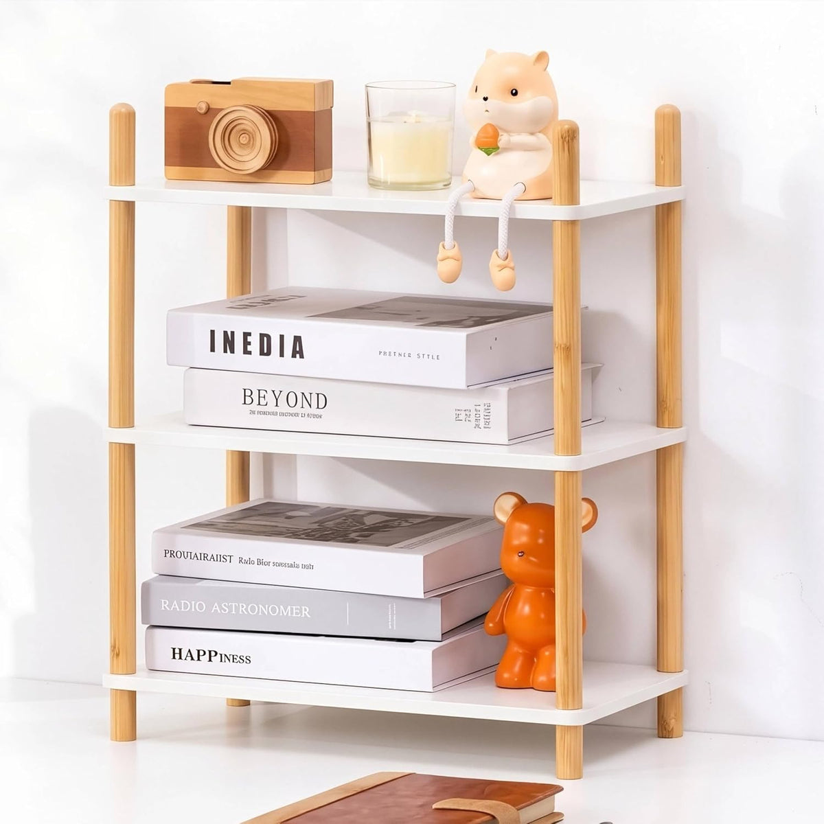 3-Tier Bamboo Coffee Bar Organizer,Coffee Bar Accessories, Mul-tifunctional Wooden Beaded Coffee Station Countertop