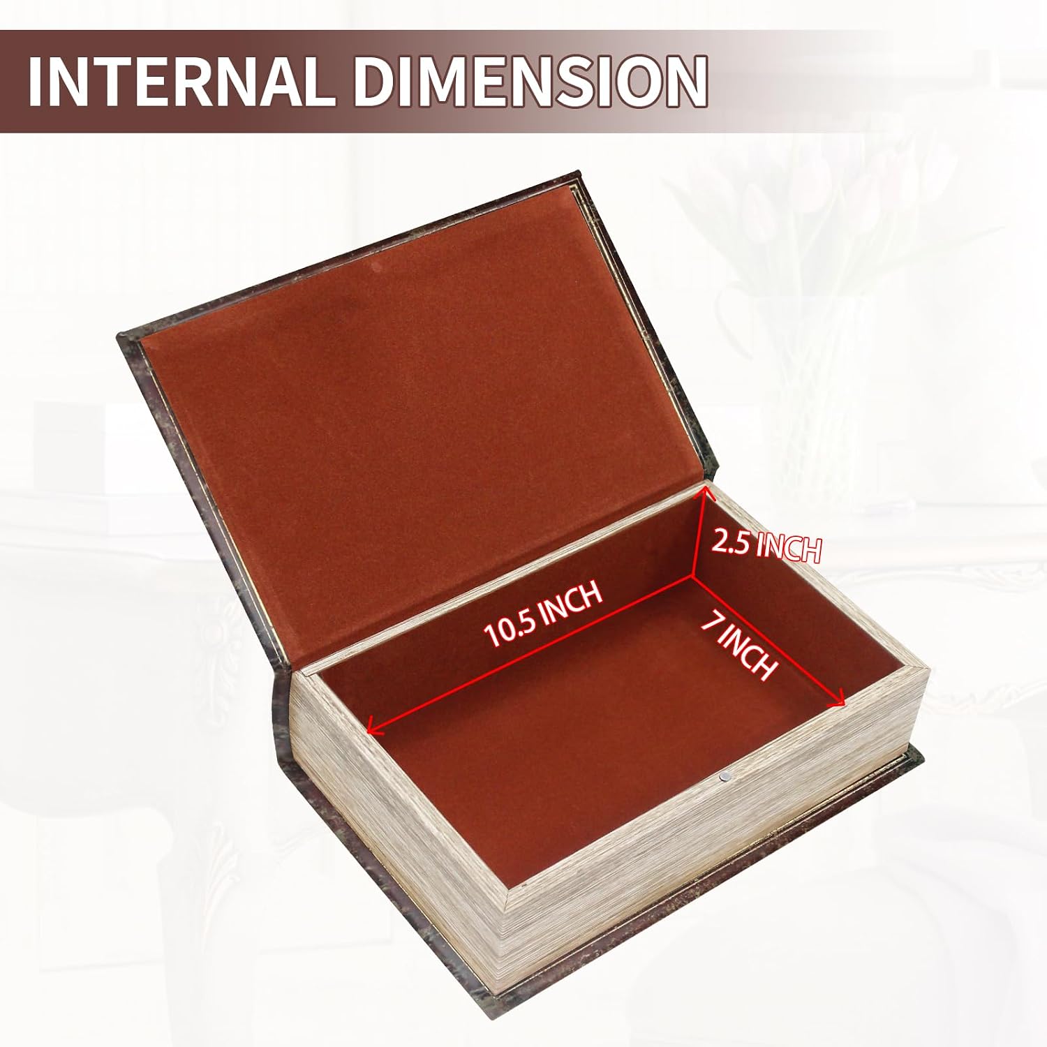 Faux Leather Decorative Book Storage Box / Lion Badge