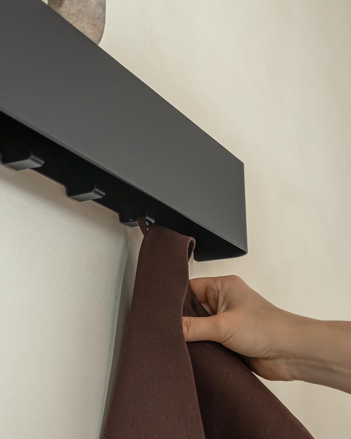 Kazai. Coat Rack Wall Mount with Shelf 'Tone' | Modern Design Coat Hanger with Hidden Hooks and Storage | Hat Rack with