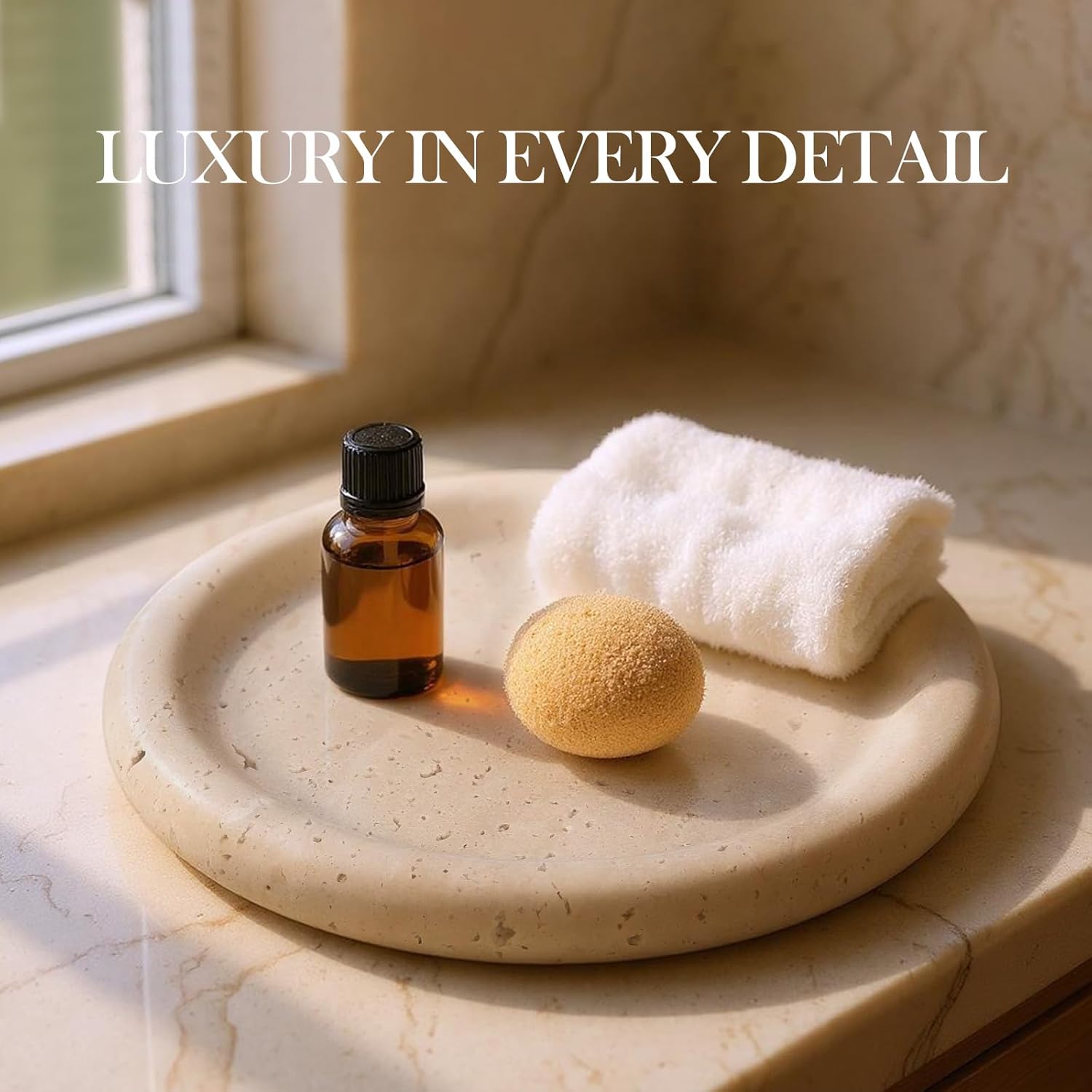 Candles / Italian Round Travertine Tray