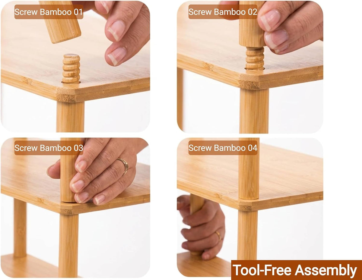 4-Tier Bamboo Coffee Bar Organizer,Coffee Bar Accessories, Mul-tifunctional Wooden Beaded Coffee Station Countertop