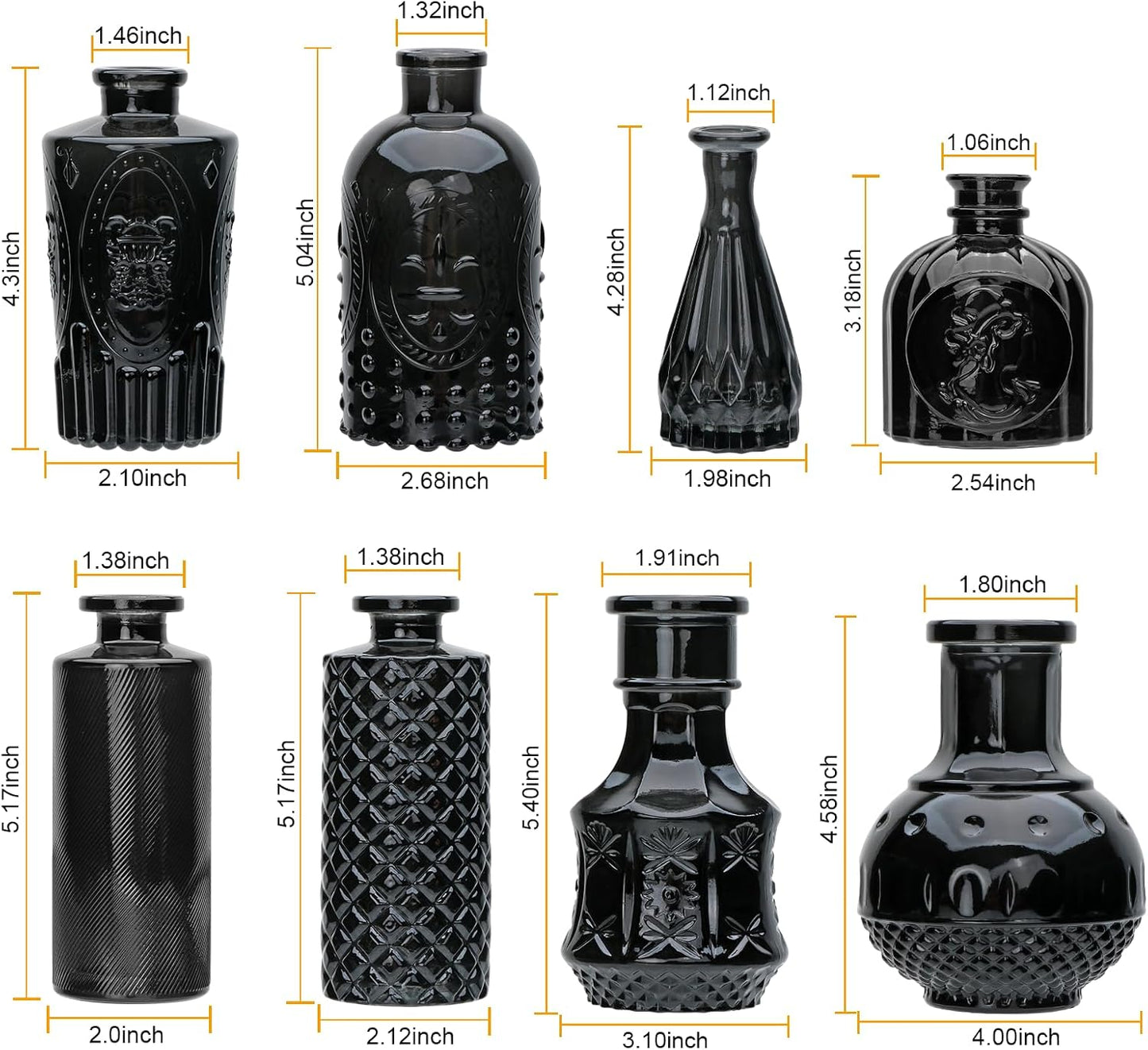 Glass Bud Vase in Bulk / Black / Set of 8