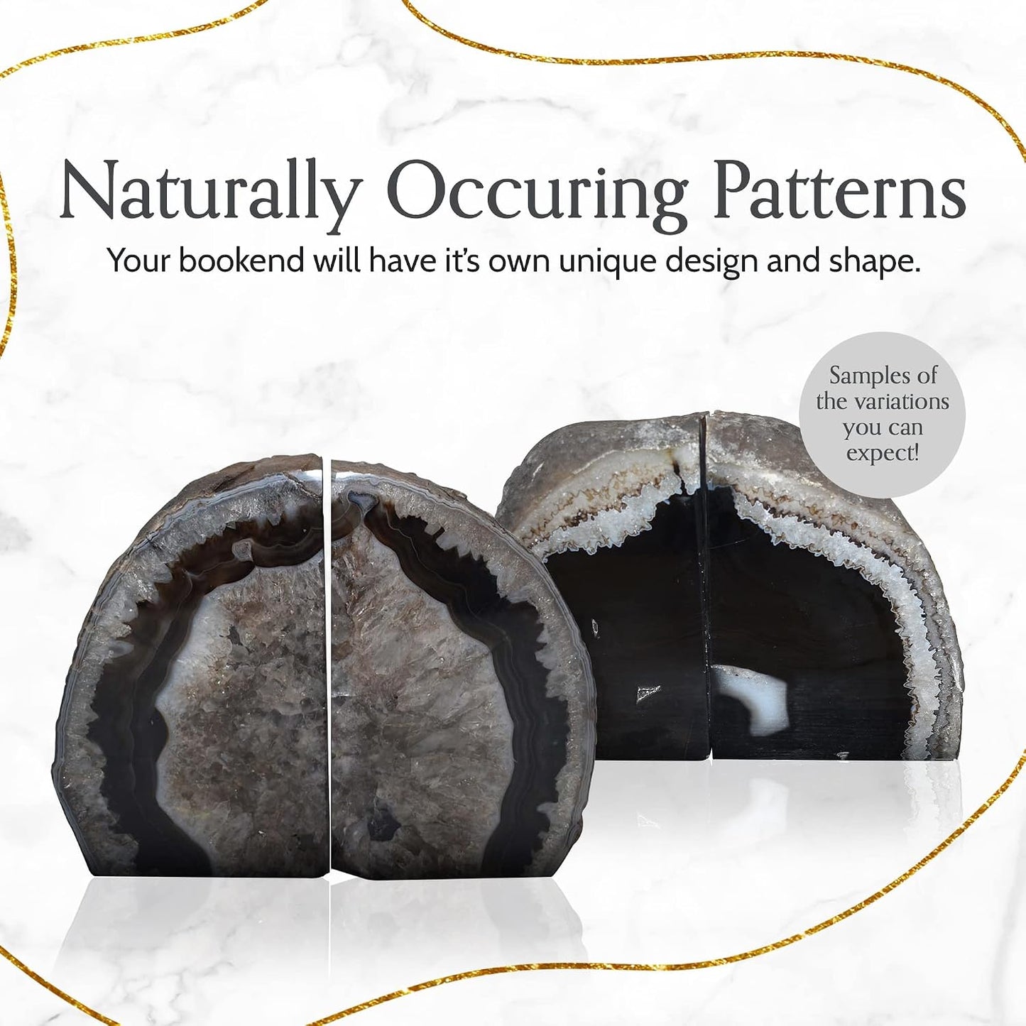 A Quality Agate Geode Bookends / Black / A Grade 2 - 3 Lbs