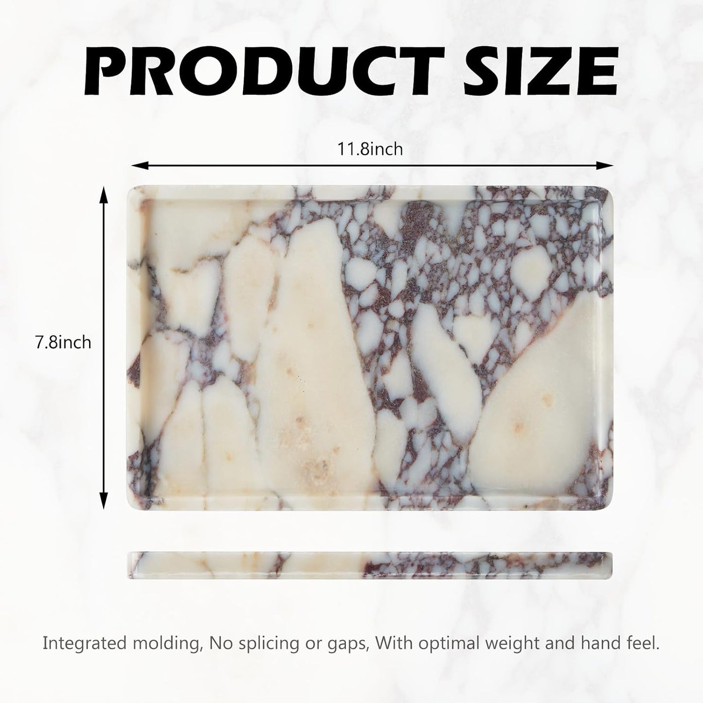 Rectangle Marble Tray / 11.8 x 7.8 x 0.7 / Rectangle-calacatta Viola / Natural
