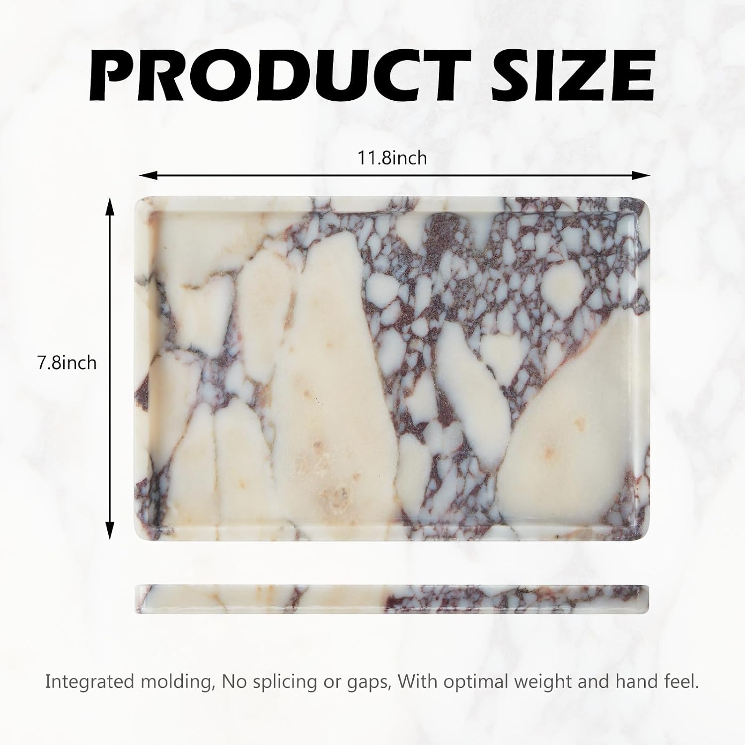 Rectangle Marble Tray / 11.8 x 7.8 x 0.7 / Rectangle-calacatta Viola / Natural