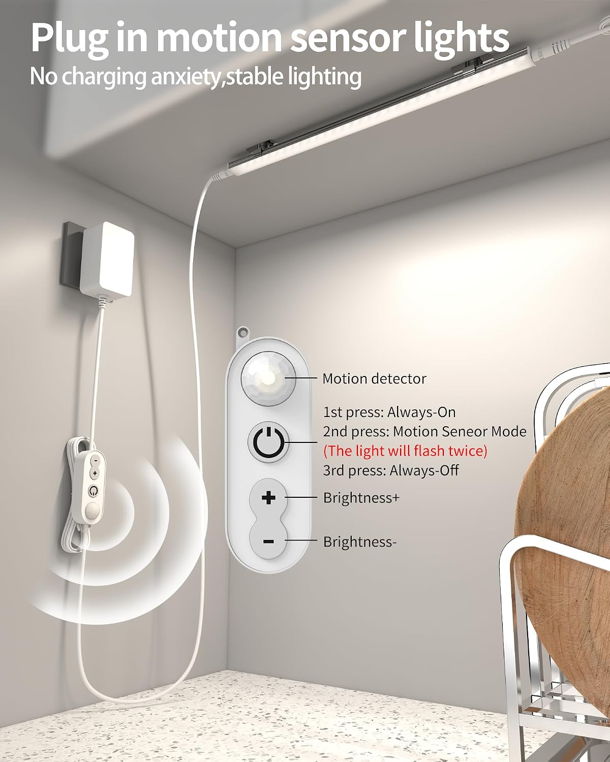 Motion Sensor Cabinet Lighting, 4500K Daylight, 3 Pack 12 inch Linkable