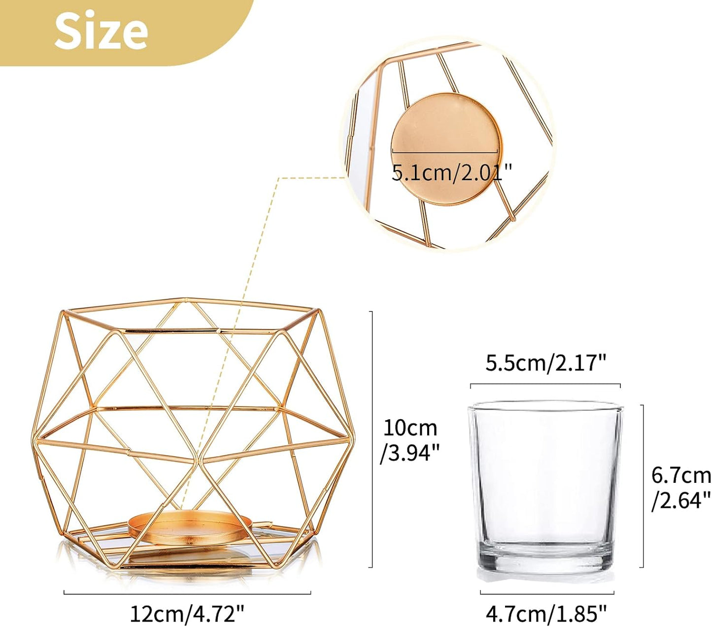 NUPTIO Tea Light Candle Holders - Votive Candle Holder for Tealight & Pillar Candles Geometric Gold Candle Stand for