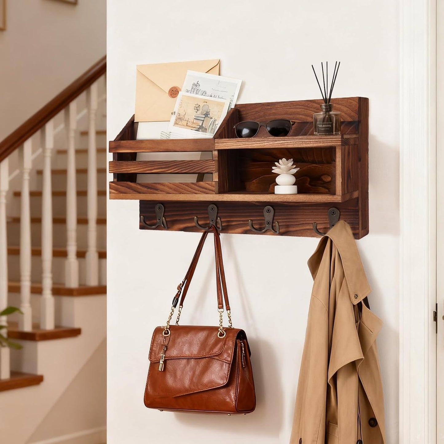 Farmhouse Entryway Organizer for Keys / Brown