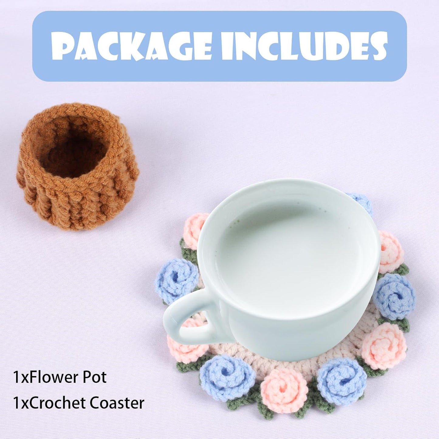 Mini Basket -Boho Floral Coasters / Blue