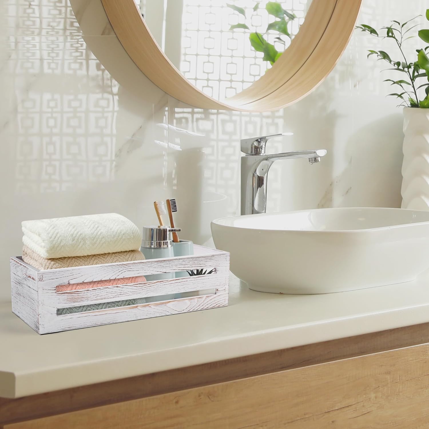 Wooden Toilet Paper Holder / White / Set of 2