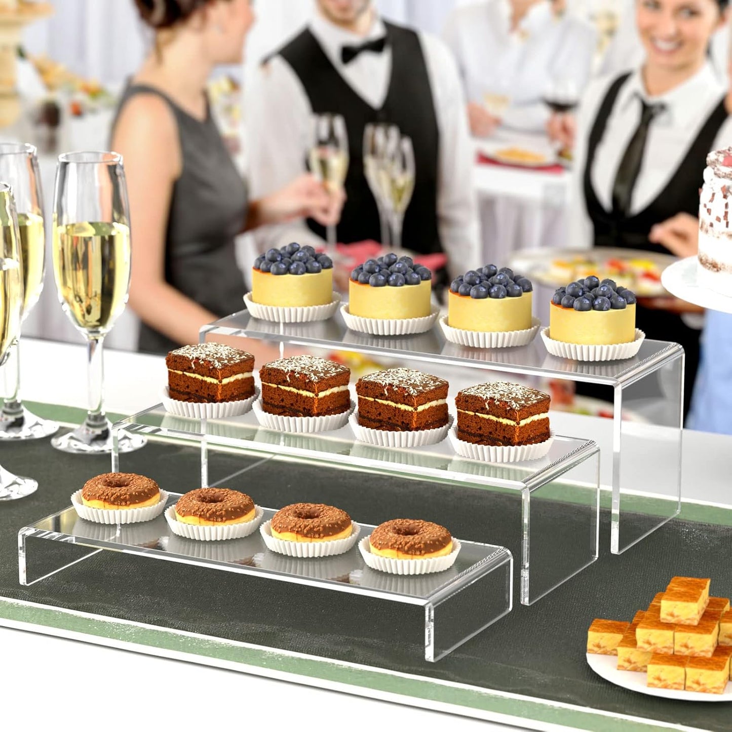 Acrylic Display Riser, 6 Pcs 12" Large Acrylic Risers | Thickened to 5mm Clear Rectangular Display Shelf for Cupcake