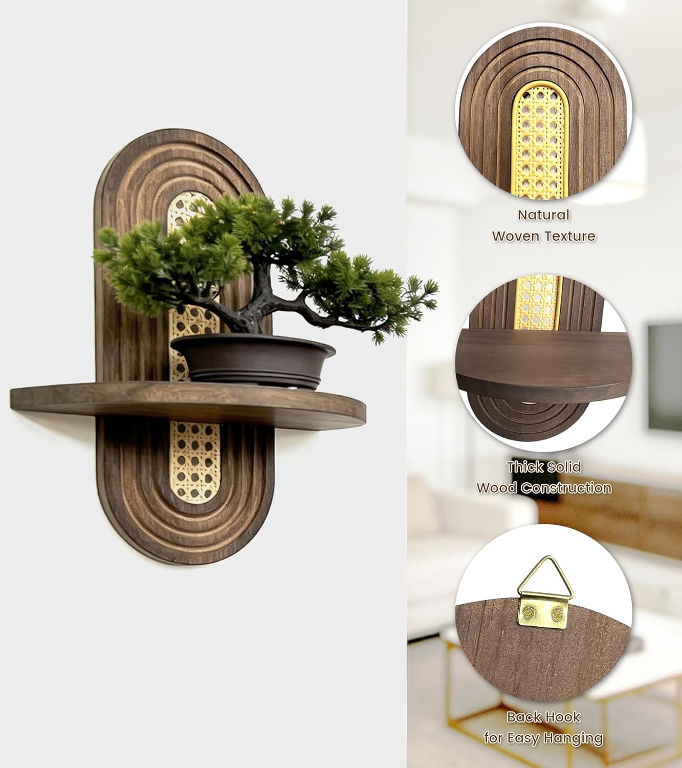 Wood Shelves / Wooden Arched Floating Shelf / Natural