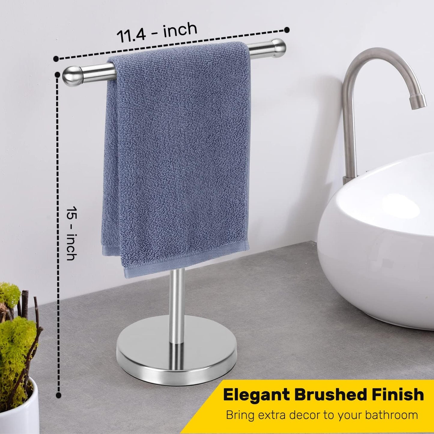 Hand Towel Holder, Hand Towel Rack Stand with Heavy Weighted Base, Countertop Hand Towel Holder Stand for