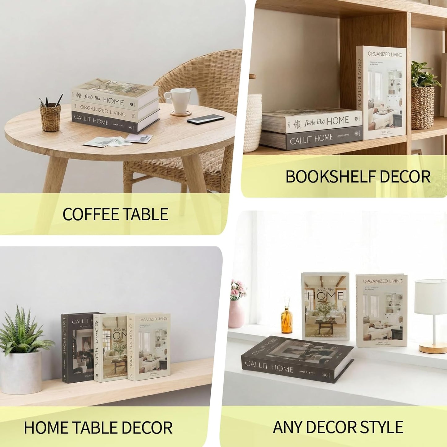 Faux Decorative Books / 3-callit Home Organizde Living / Set of 3