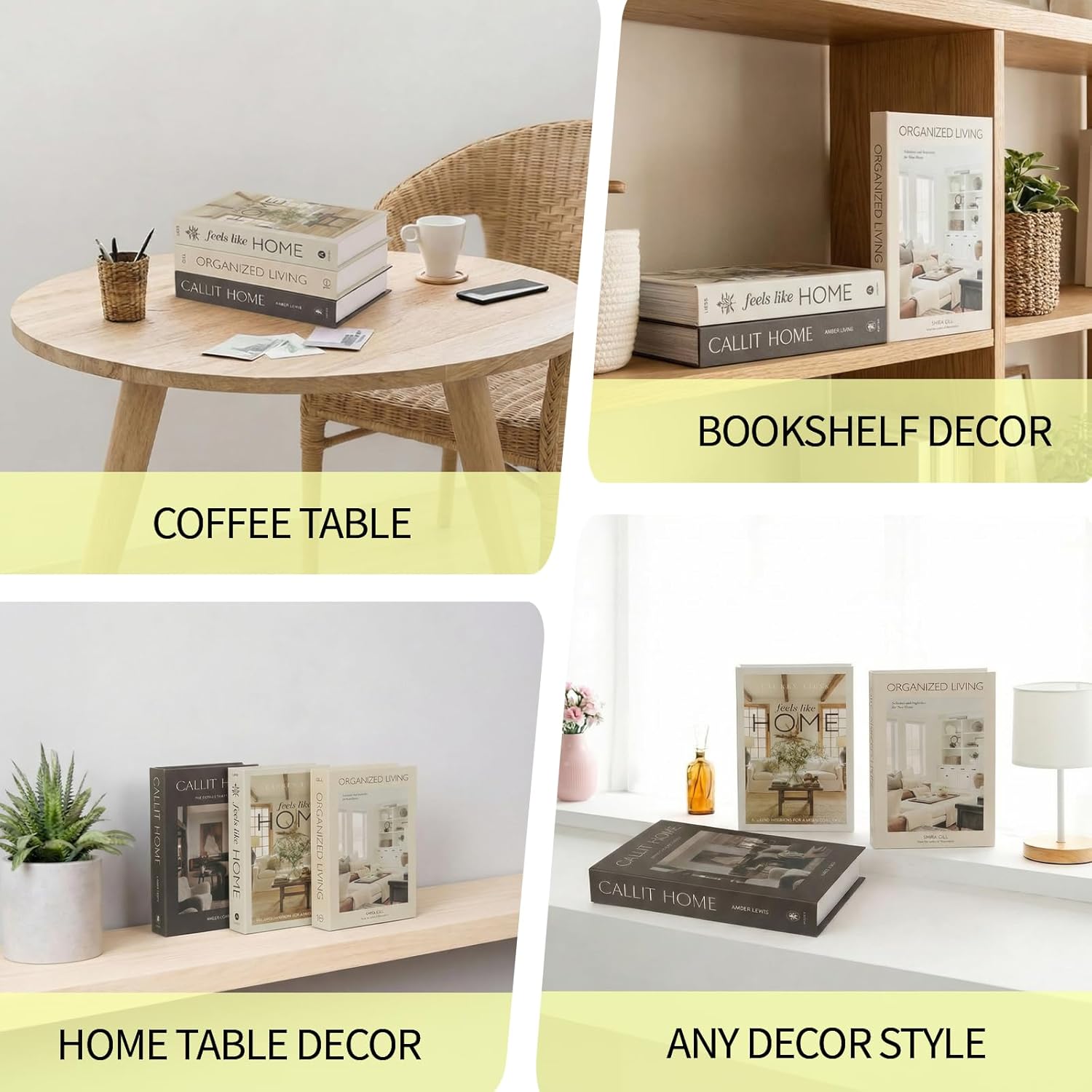 Faux Decorative Books / 3-callit Home Organizde Living / Set of 3