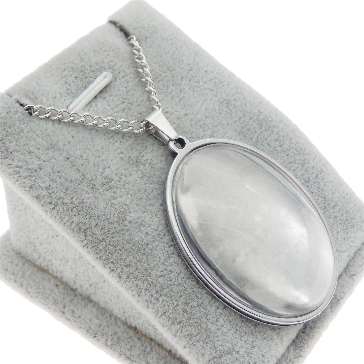 Oval Stainless Steel Bezel Tray Blank Pendant / Set of 10