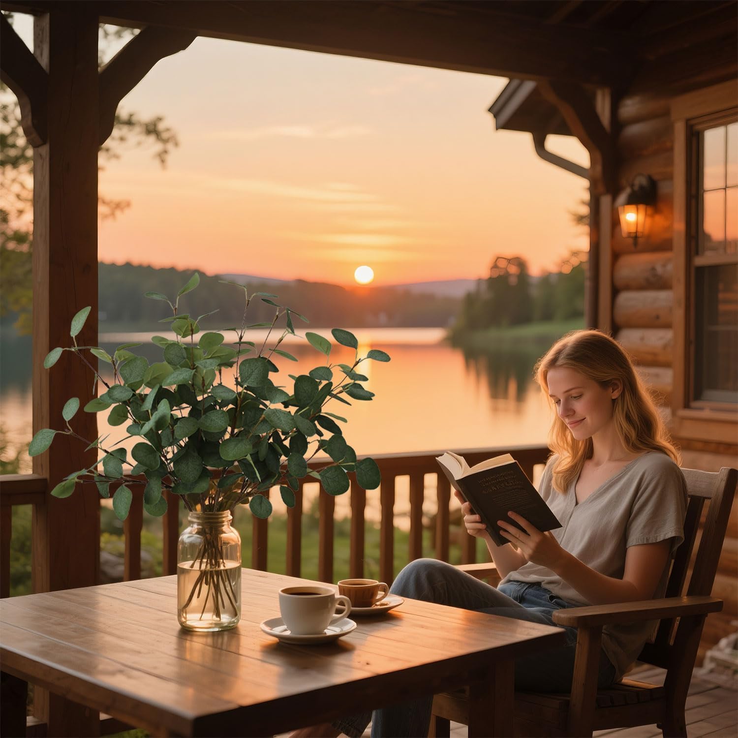 Realistic Bendable Faux Greenery Branches for Vase / Eucalyptus / Set of 4