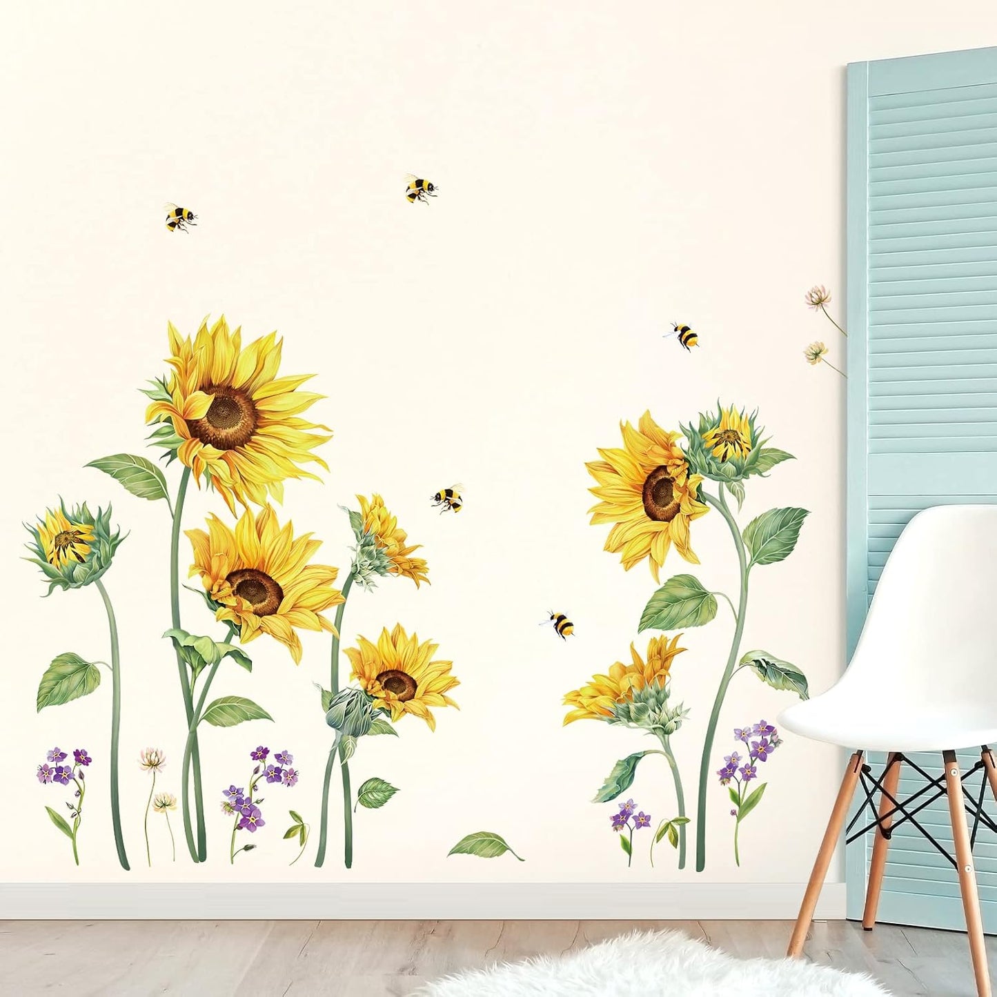 Large Sunflower Wall Decals Flower Grass Wall Stickers Bedroom Living Room Kitchen Wall Decor