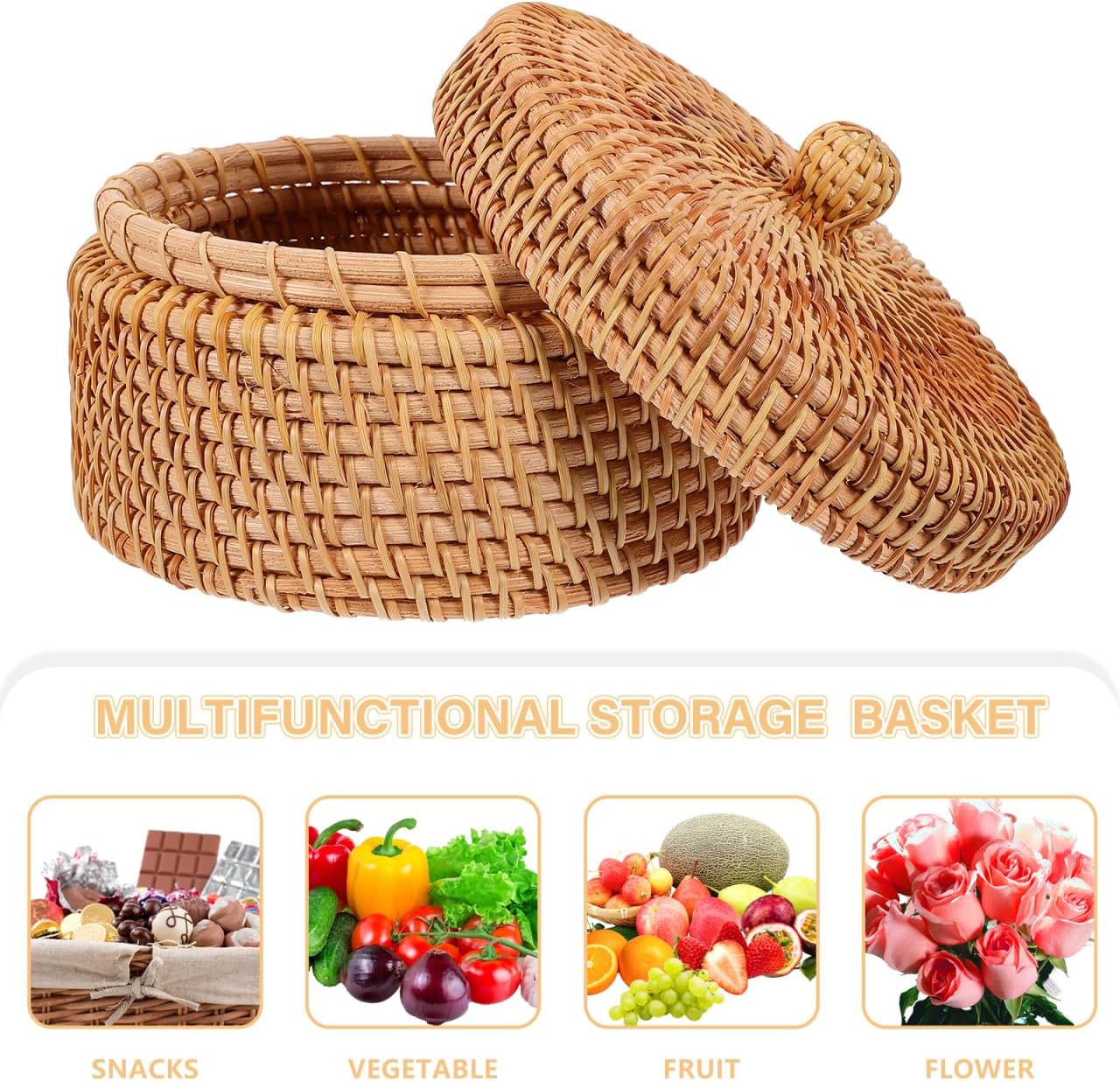 Hand Woven Rattan Basket for Desktop or Decorative Use