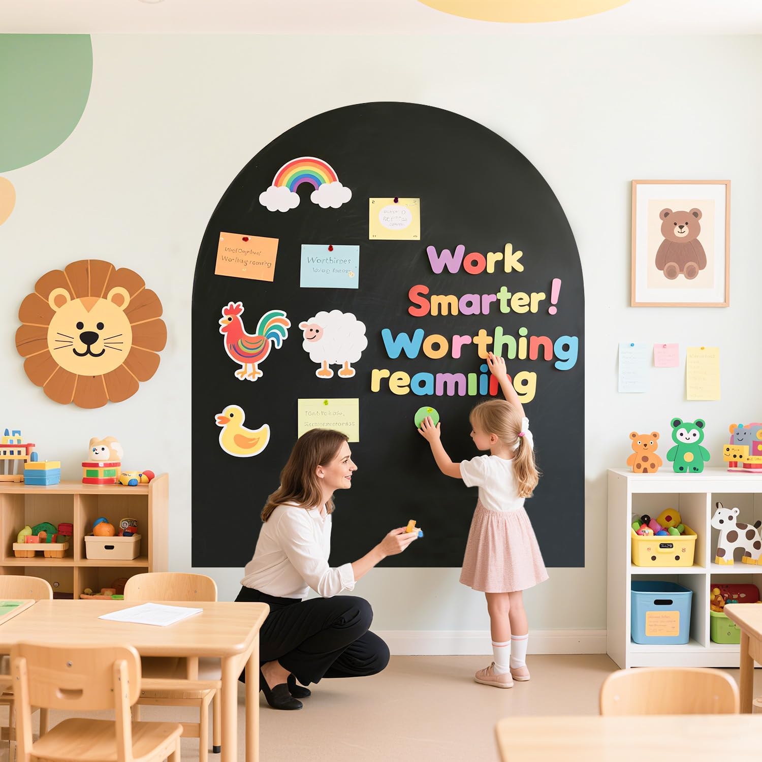Magnetic Wall Decal Arch Magnet Wall for Kids Chalkboard Adhesive / 32"W x 40"H / Black / 40 x 32