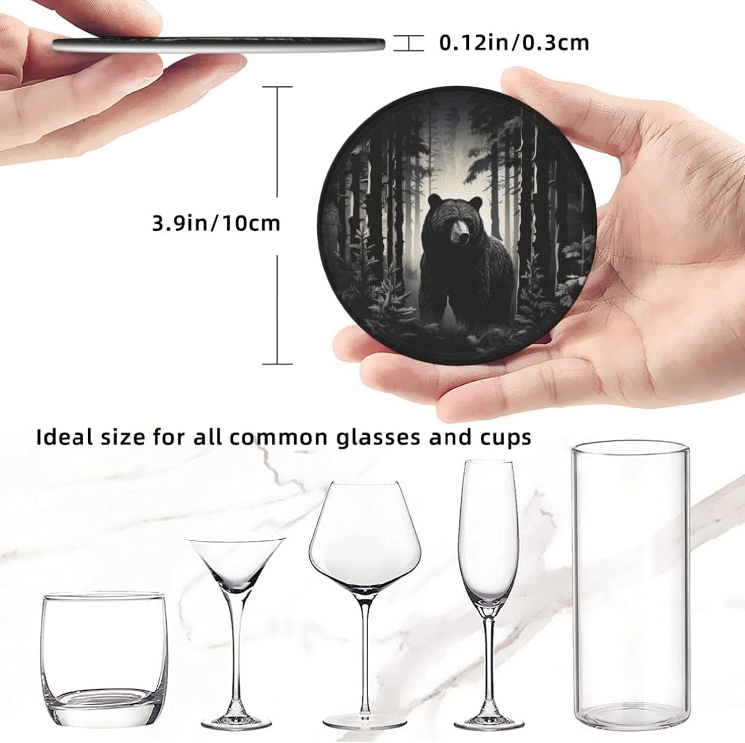 Holder Coaster Sets Drink Table Cup Coasters / Black / Set of 6