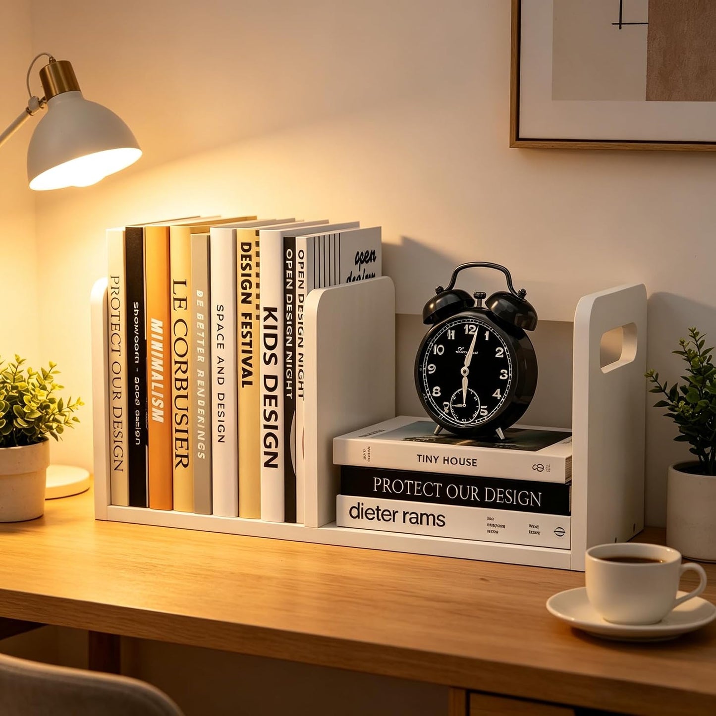 100% Solid Wood Adjustable Desktop Bookshelf / White