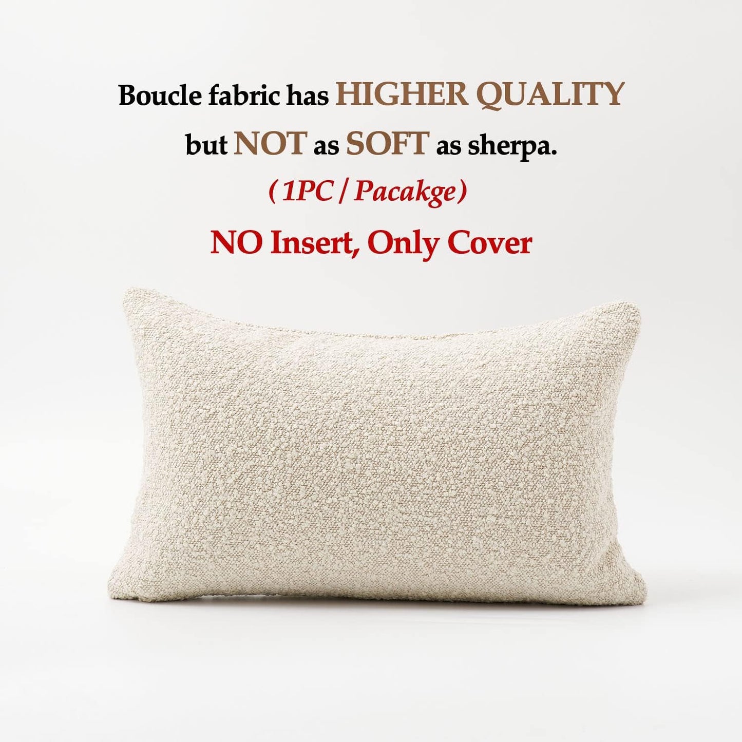 Boucle Pillow Covers Throw Pillow Covers Decorative Pillows for Bed Sofa Pillows / 12 x 20