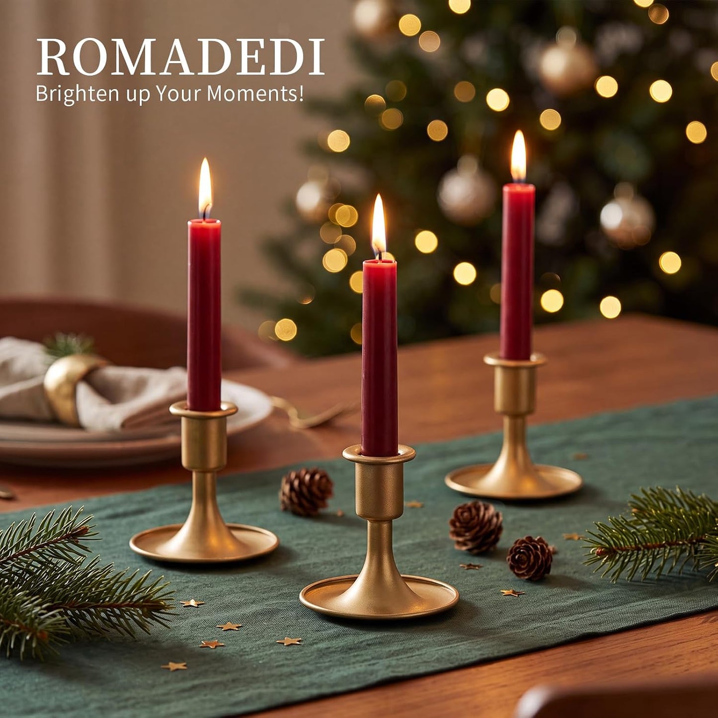 Candlestick Holders Taper Candle Holders, Romadedi Gold Candle Stick Candle Holder for Table Centerpiece, Wedding