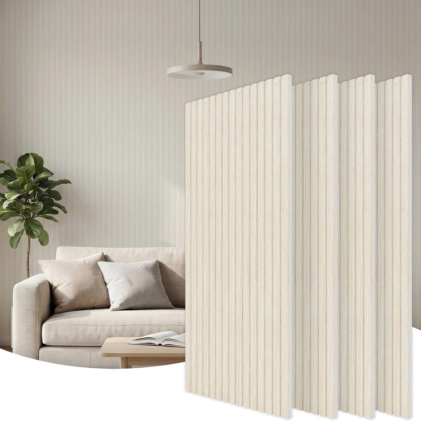 TONOR Wood Wall Panels for Interior Wall Decor, 4 Pack 47.2" x 23.6"(30.94ft²) Wood Slat Aacoustic Panels, Soundproof