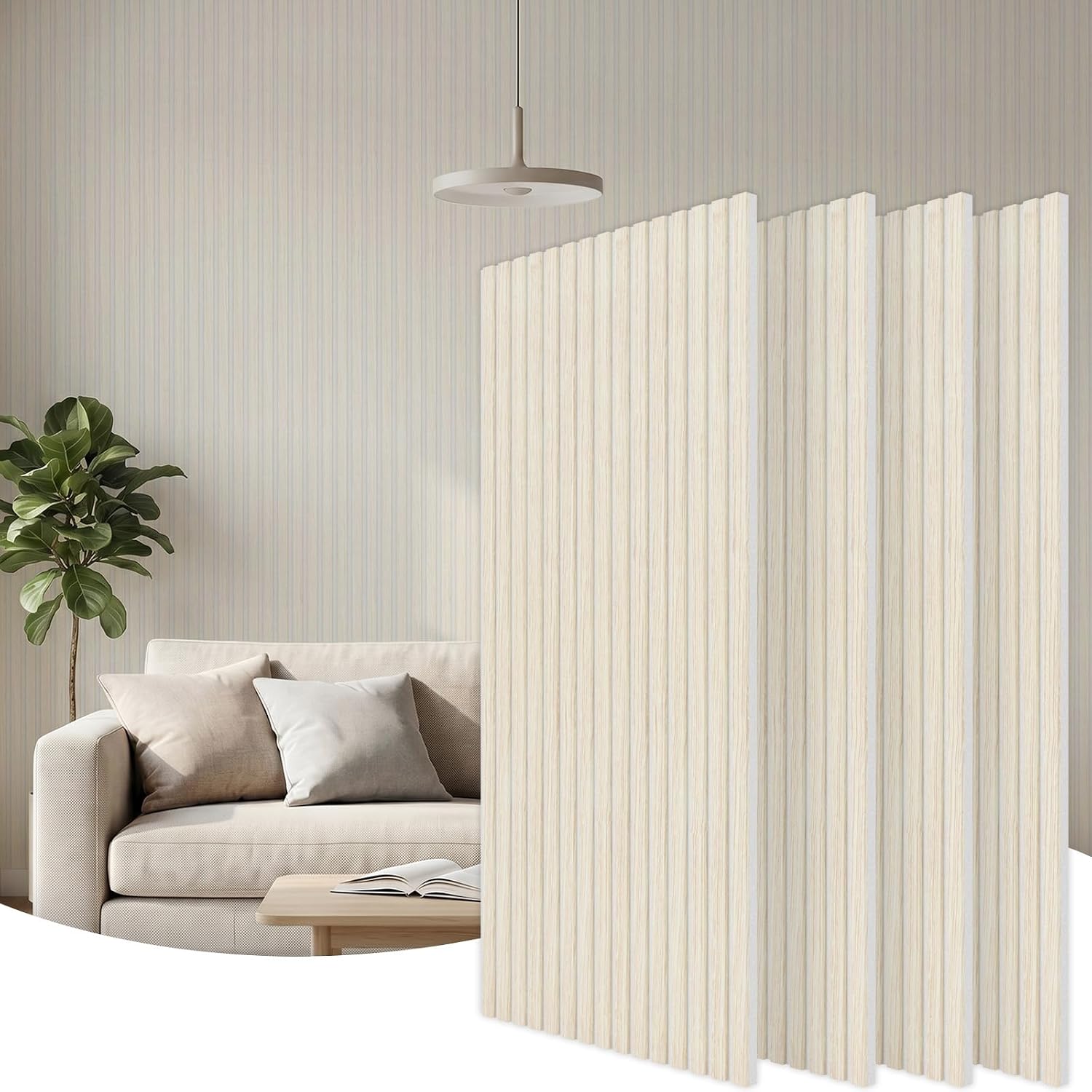 TONOR Wood Wall Panels for Interior Wall Decor, 4 Pack 47.2" x 23.6"(30.94ft²) Wood Slat Aacoustic Panels, Soundproof