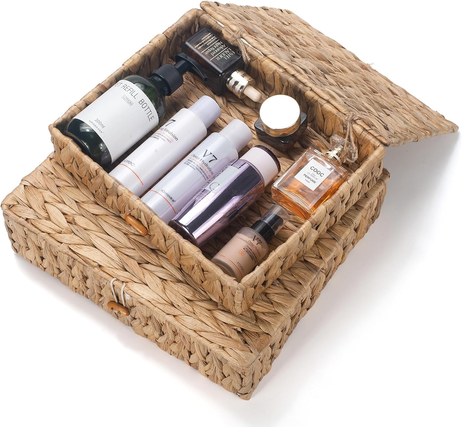 Wicker Storage Basket / Shallow Woven Basket for Shlef