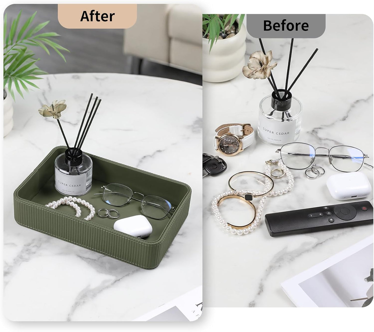 Modern Nightstand Organizer Bedside Desktop Storage for Womens and Men / Green