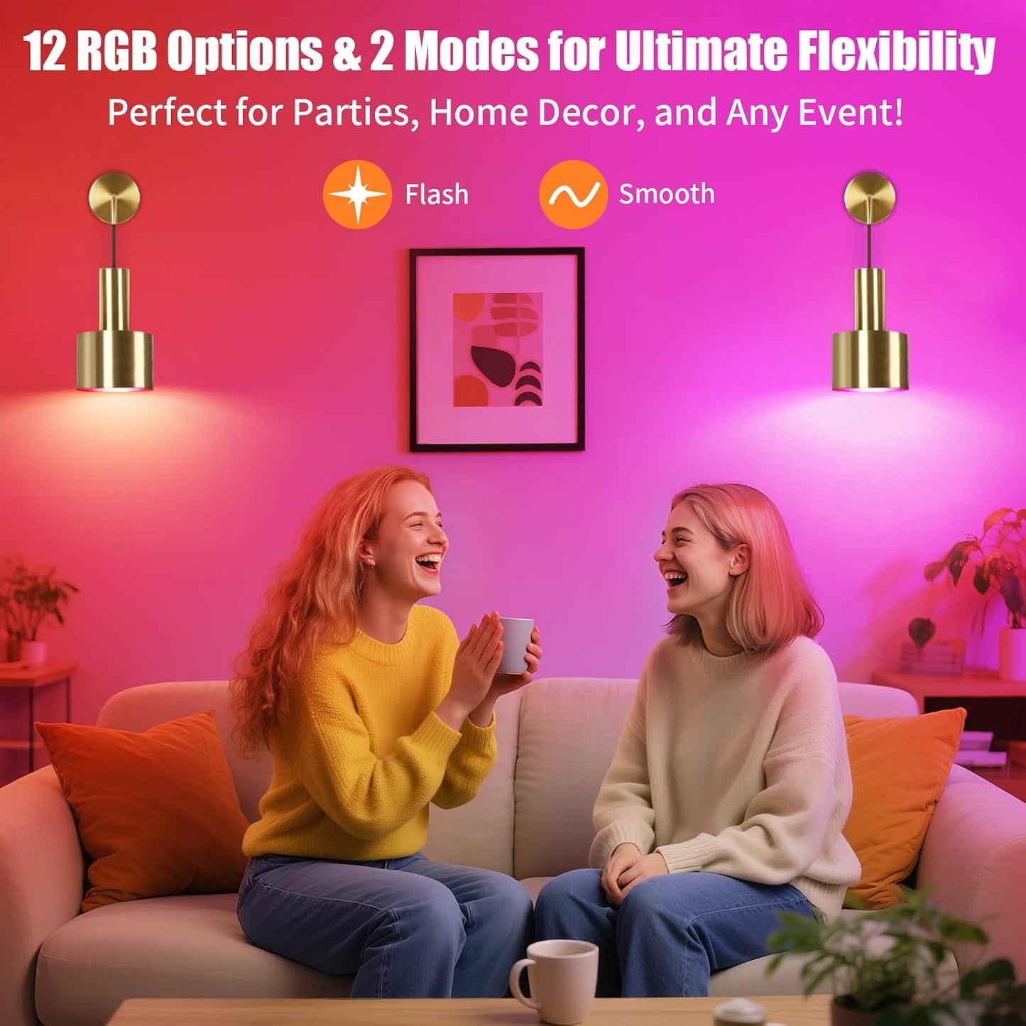 VerRon Rechargeable Wireless Battery Operated Wall Sconces Set of Two | Gold Battery Powered Lights with Dimmable