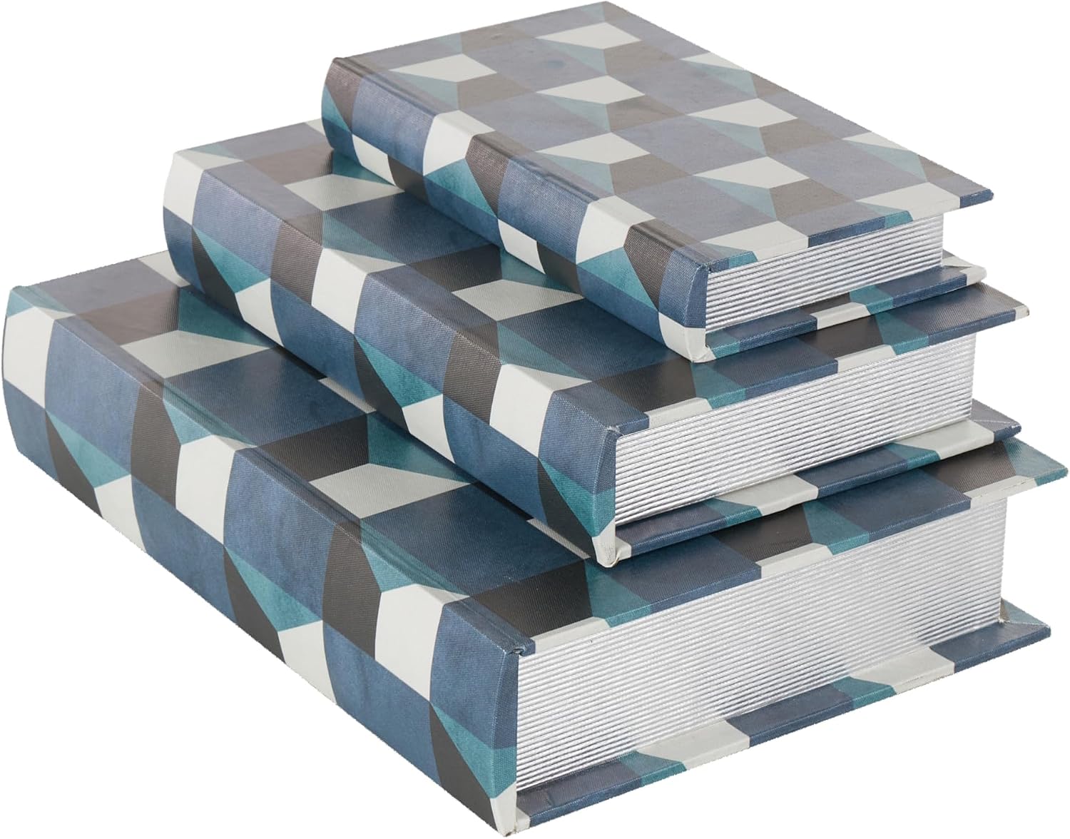 Faux Leather Decorative Box Faux Book Storage Book Shaped Boxes / Blue / 13", 11", 9"H