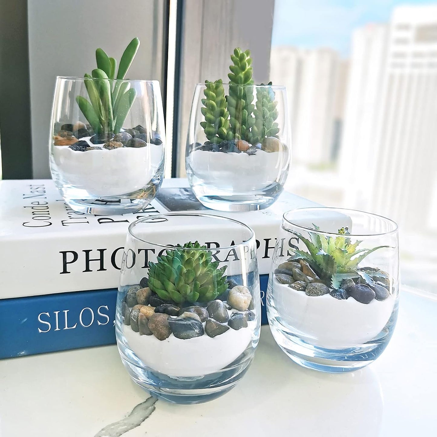 Assorted Artificial Succulents Plants Unpotted Small Cactus Echeveria Air Plant / Green / Set of 20