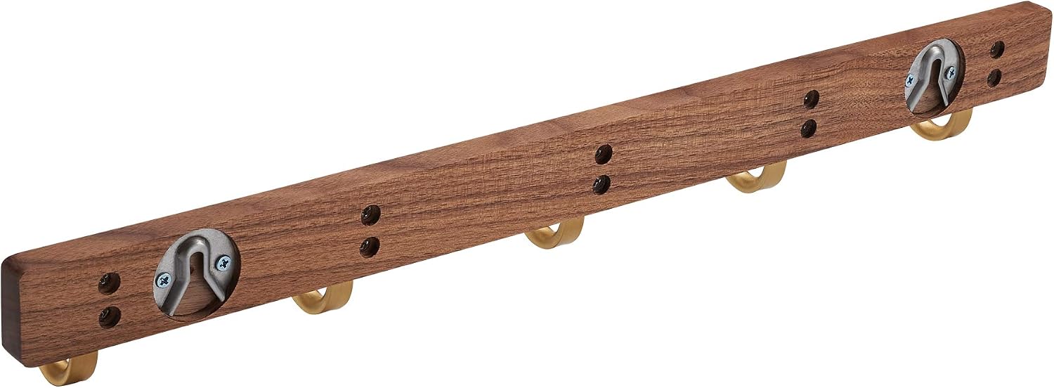 Wall Mounted Coat Rack, 5 Hooks - J Shape | Entryway Hanging Rack with Rustic Hooks for Coat, Scarf, Bag, Towel, Key