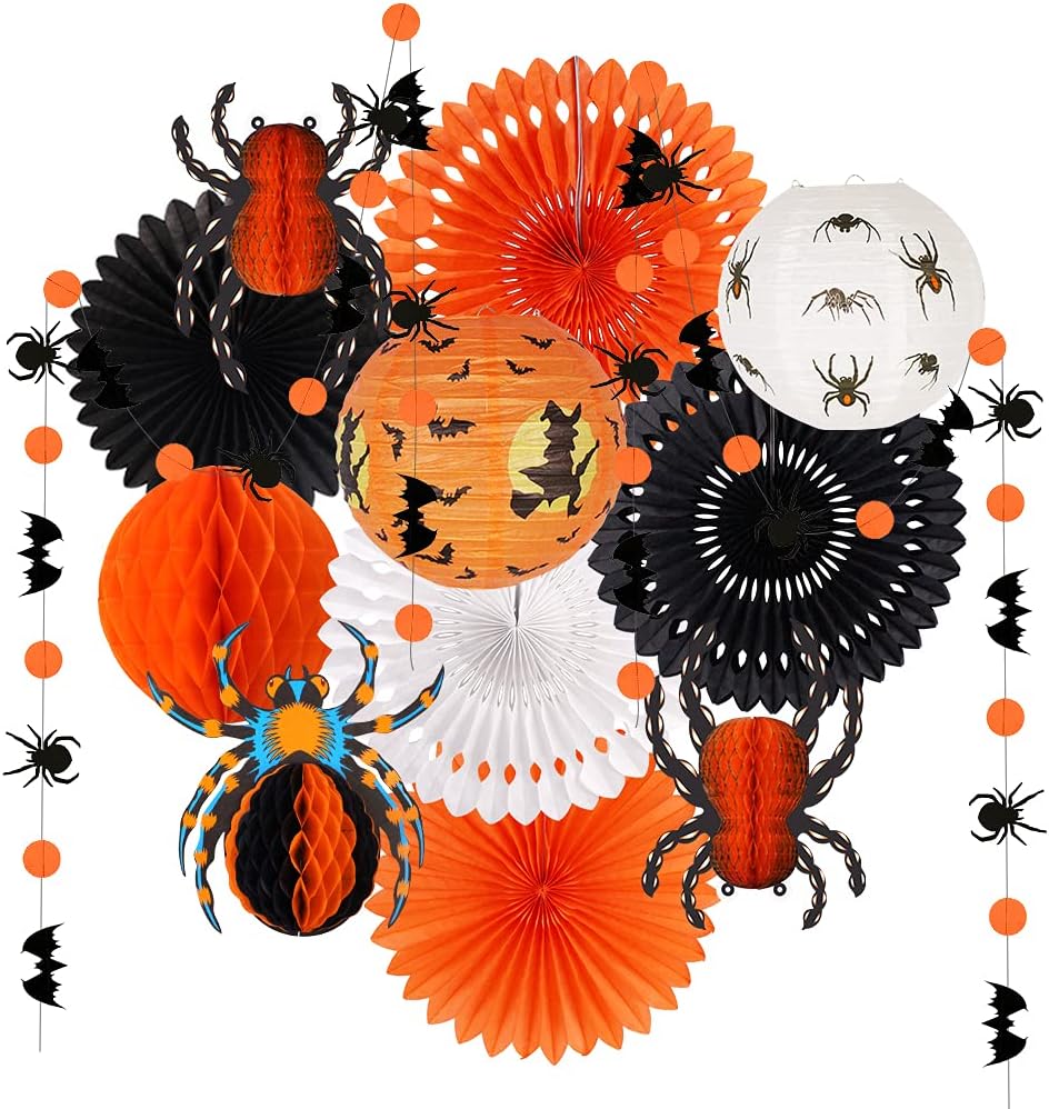 Halloween Party Decorations Hanging Spider Bat Paper Lanterns