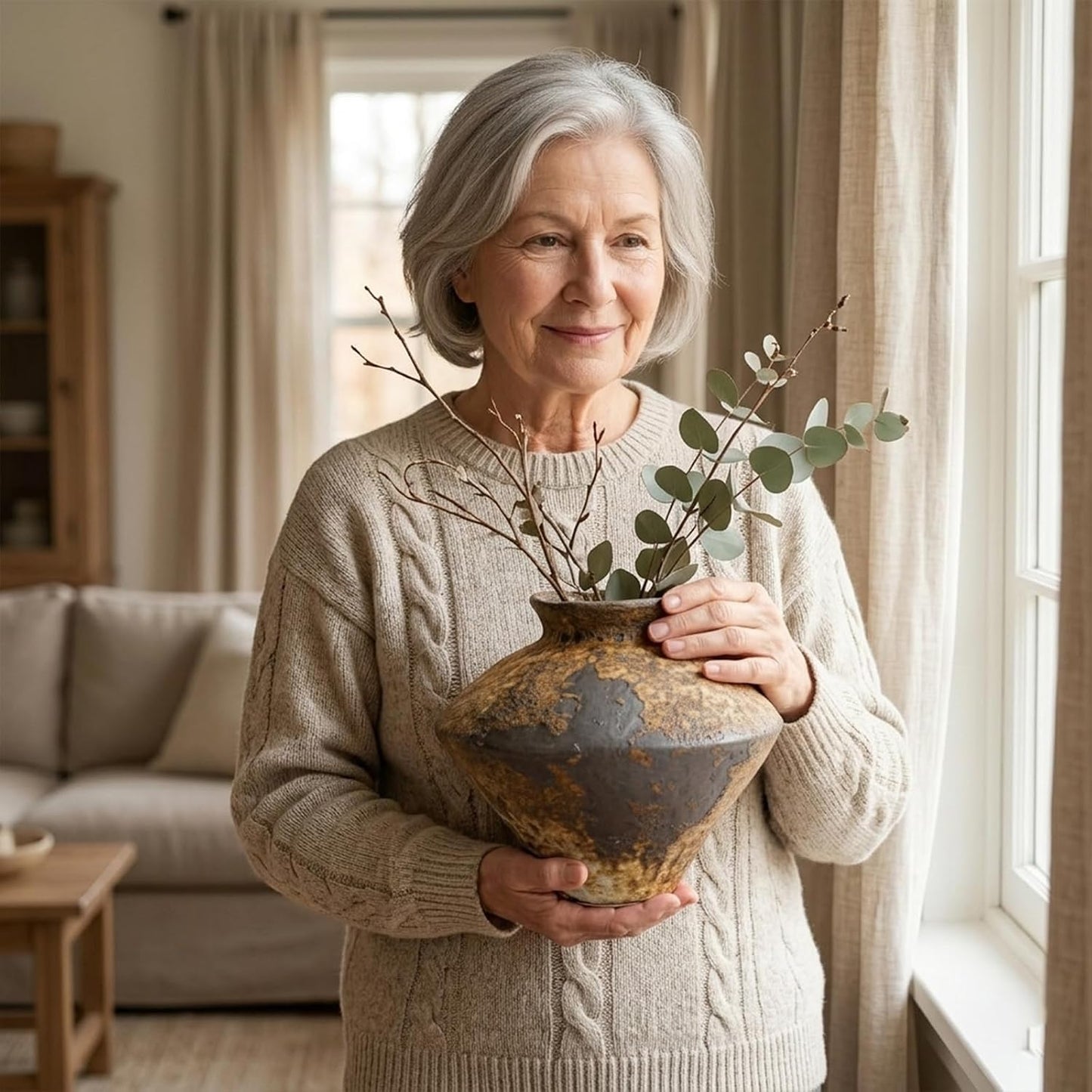 Stone Vase for Rustic Home Decor / Small