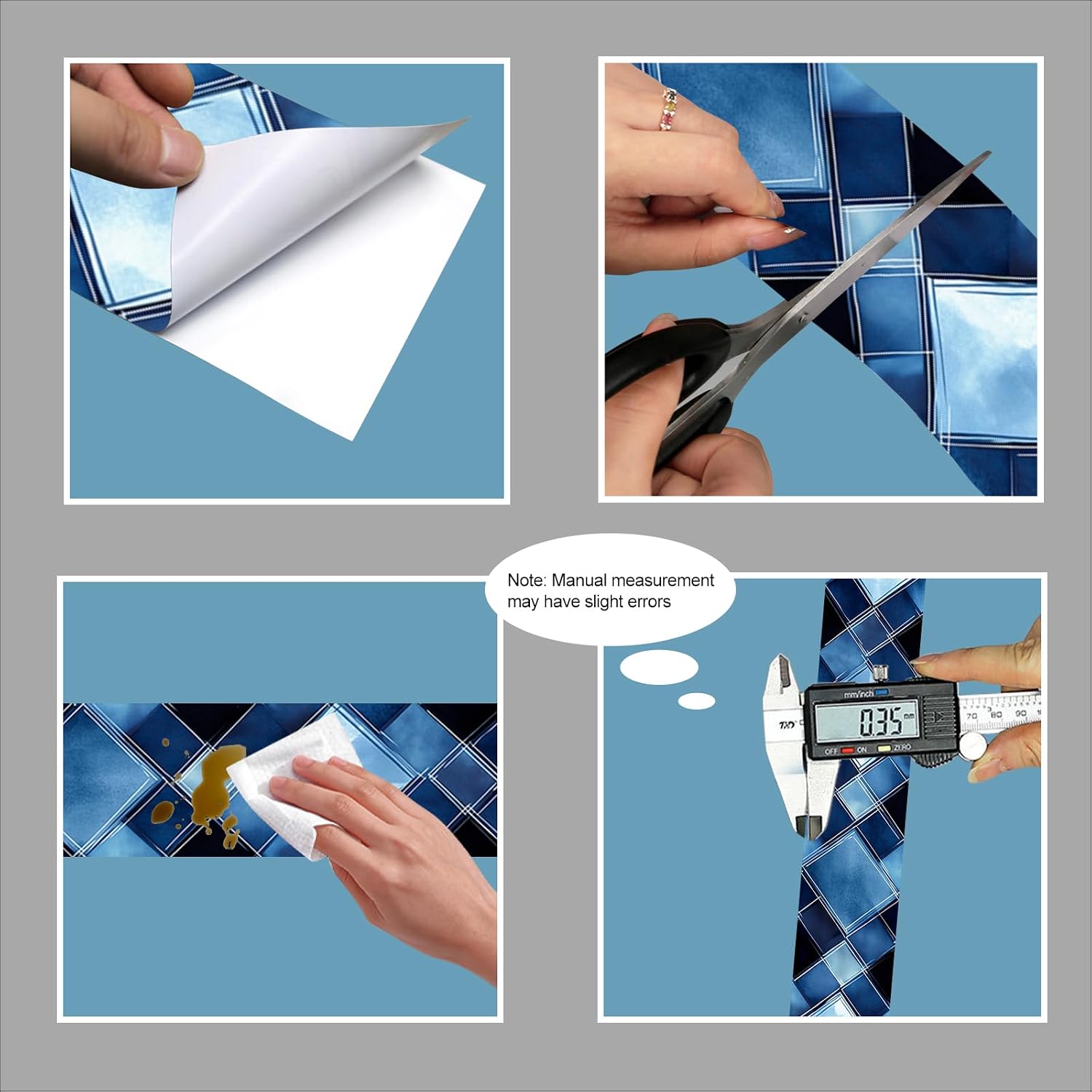 Wallpaper Border Blue Strip Wallpaper Peel and Stick Wall Diamond Geometric / Blue Diamond Glass