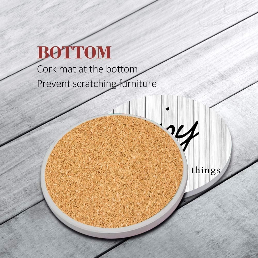 Old Wood Wooden Board Table Absorbent Round Ceramic Stone Mat / Retro 13 / White / Set of 6