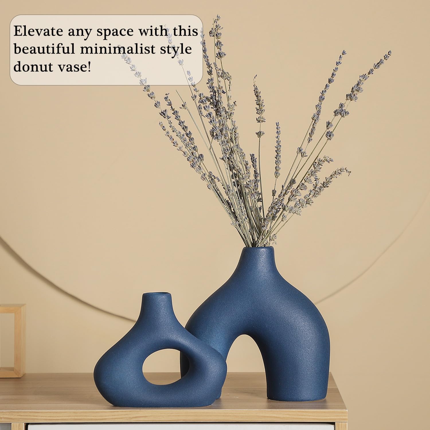 Ceramic Vase for Modern Minimalist Bohemian Decor / Blue / Set of 2