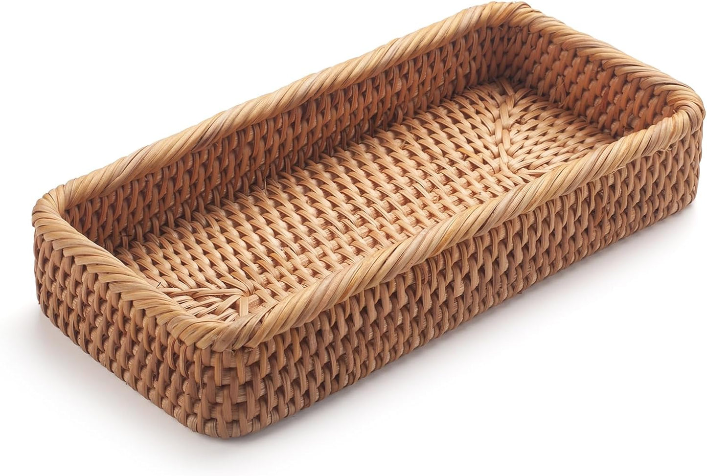 Rattan Bathroom Vanity Trays Toilet Tank Baskets Long Narrow Hand Towel / Natural / 10.2 x 4.9 x 1.6