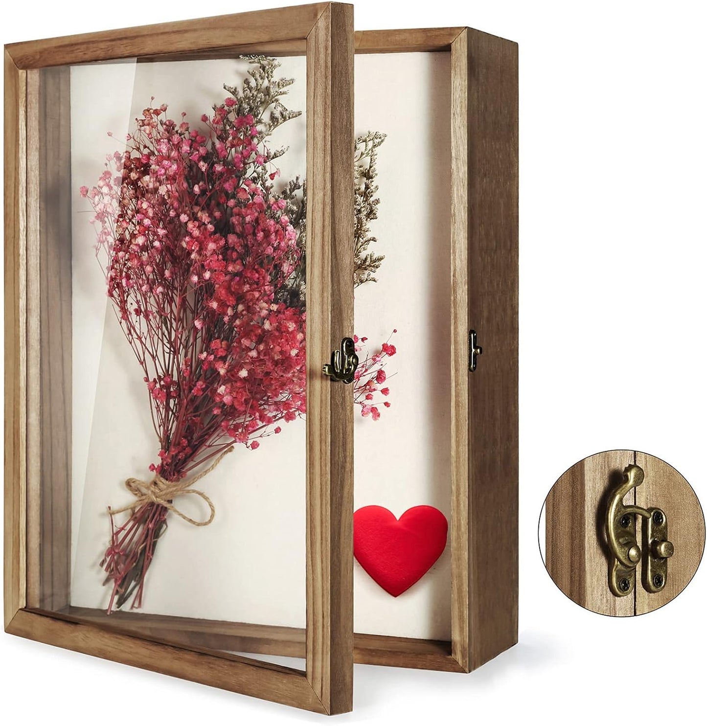 TJ.MOREE Large Shadow Box 13x16 Display Case Wood Picture Frame Carbonized | Fits 12x15.6 Inserts with Linen Back