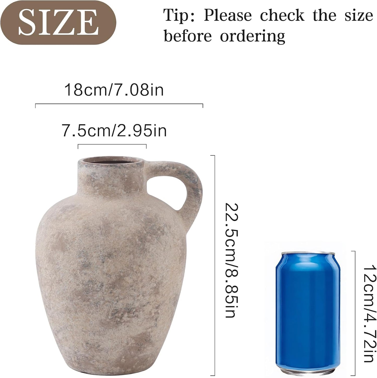 8.85" Handmade Ceramic Vase / Farmhouse-8.85in-3