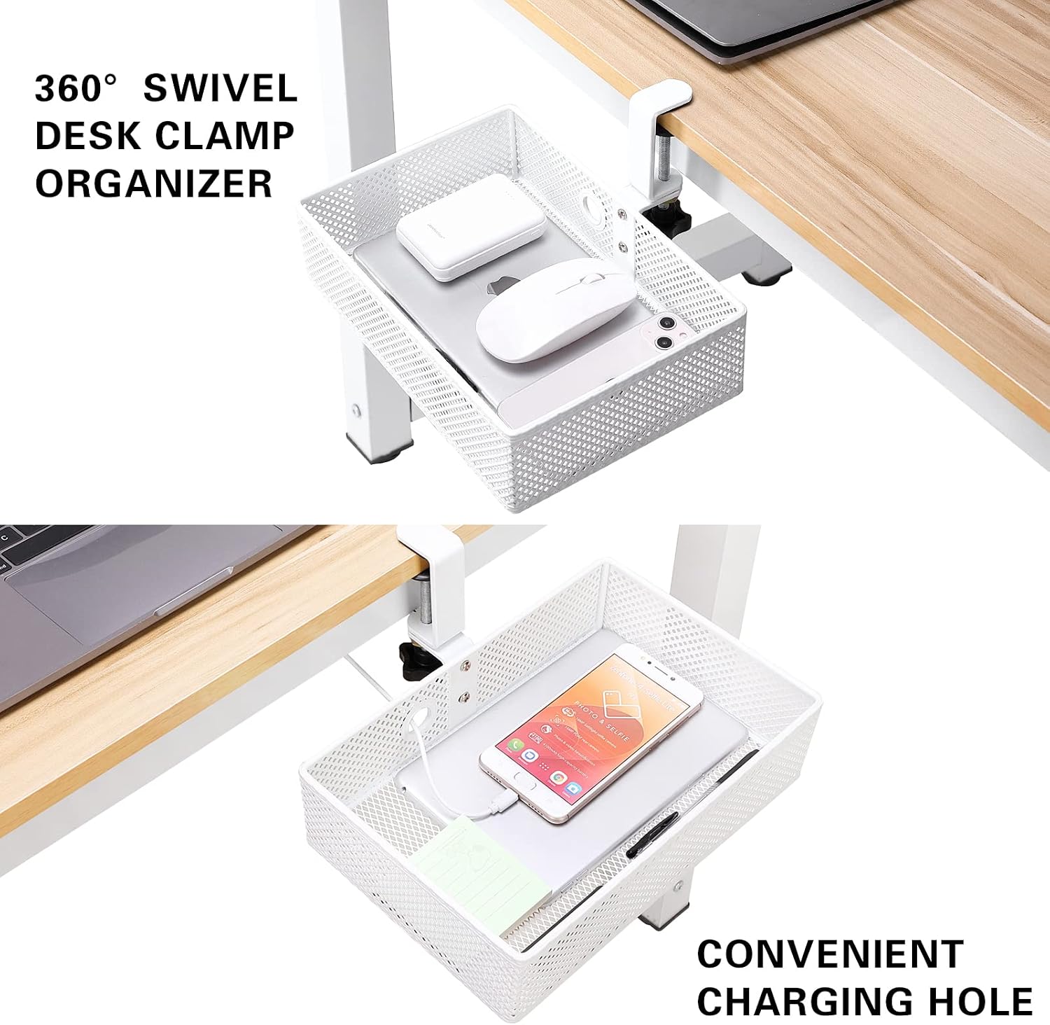 Under Desk Drawer, Clamp on Desk Organizer Hanging Desk Storage Under Table | Under desk organizer: clamp on desk