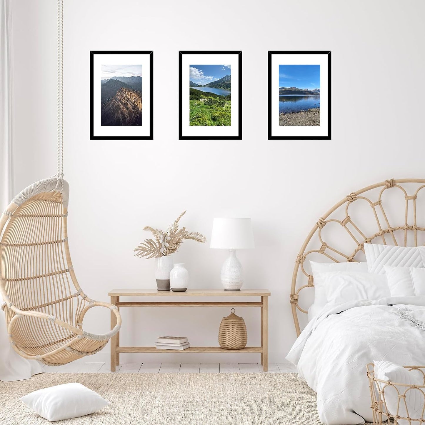 JCJMY 16.5x23.4 A2 Picture Frame Set of 4 Black with 11.7x16.5 A3 Mat, Display Photo 11.7x16.5 with Mat or 16.5 x 23.4