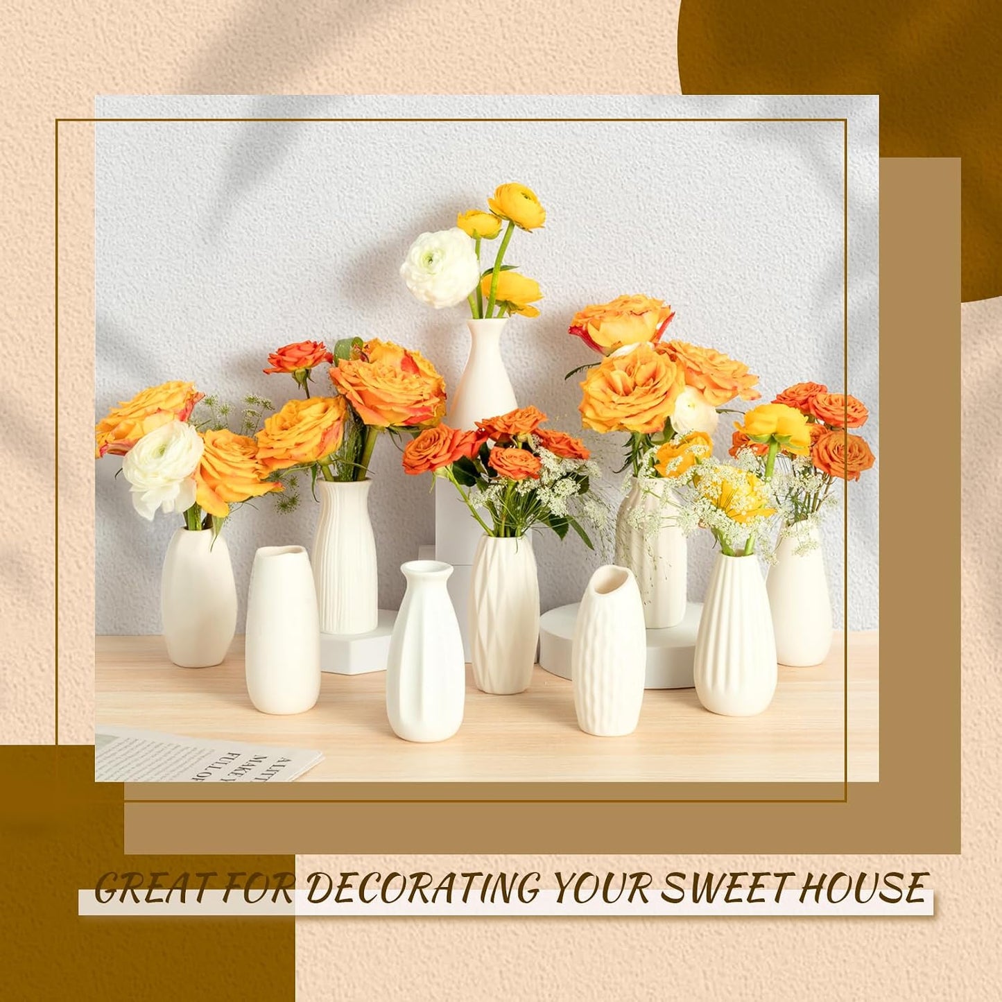 Small Ceramic Vase / White / Set of 10
