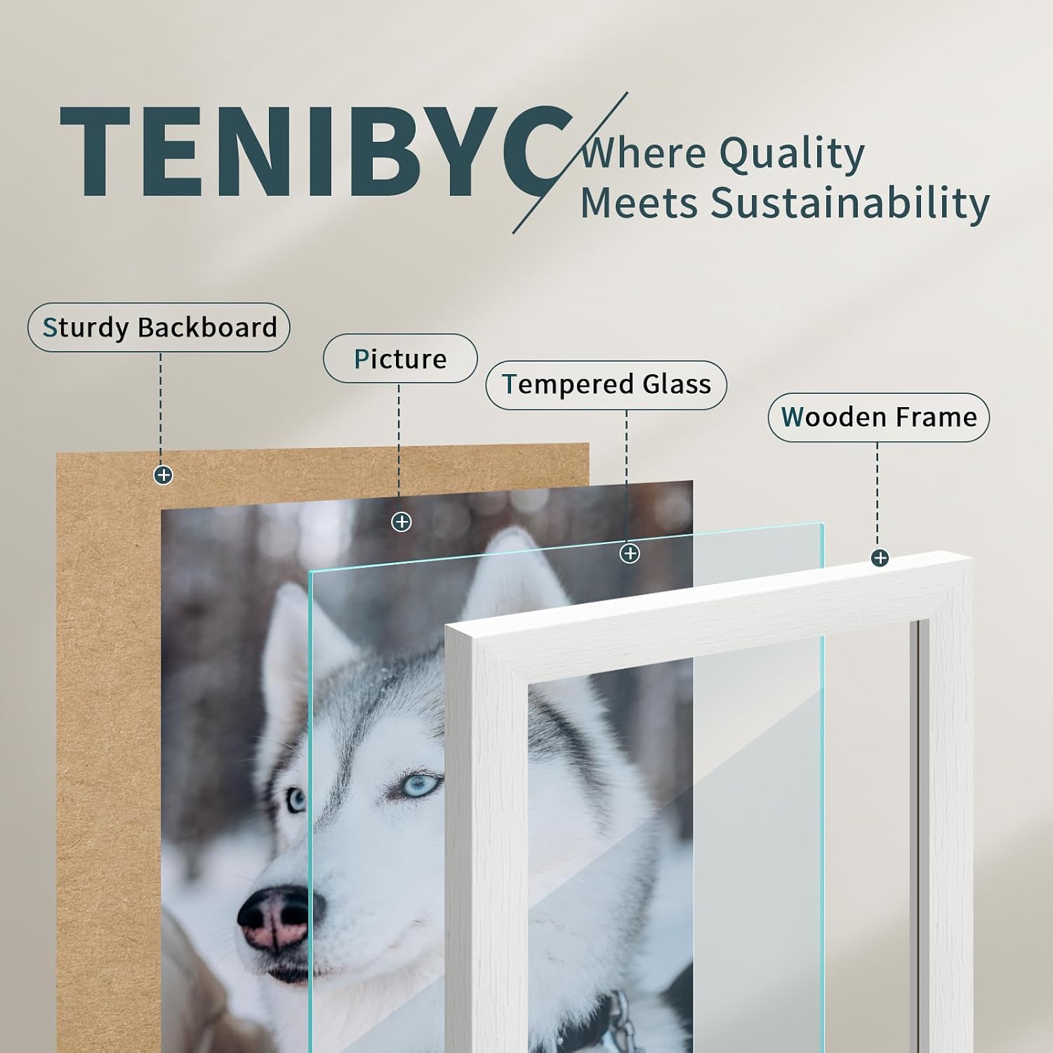 8.5 by 11 picture frame 3 Pack, White Wood, Real Glass, for Photo | Thick HD Tempered Glass, Tabletop or Wall Hanging